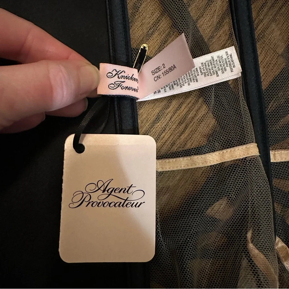 Agent Provocateur Rubi corset size 2 small Swarovski crystals black nude - Picture 10 of 17